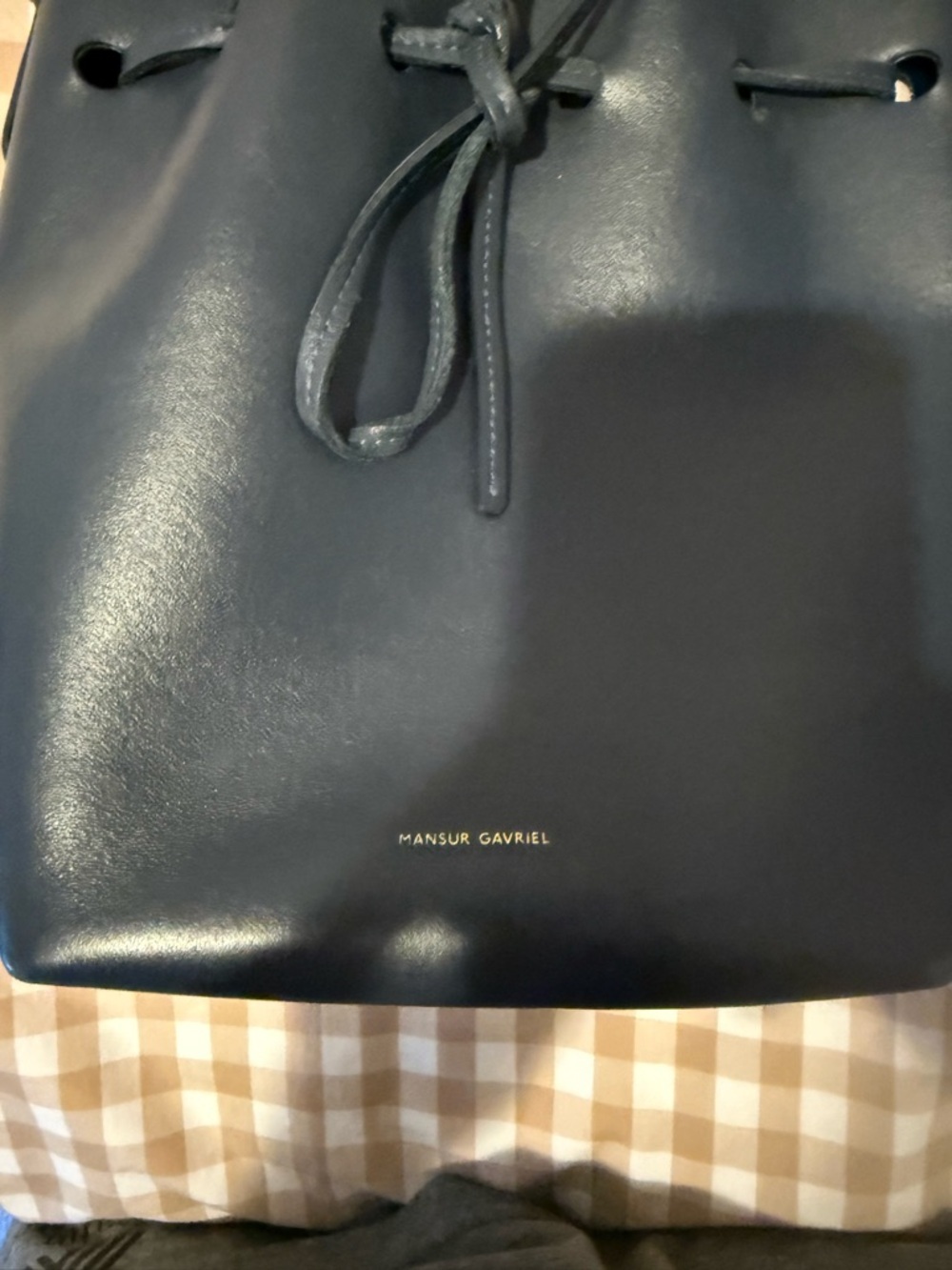 Mansur gavriel navy leather bucket bag - Picture 2 of 8